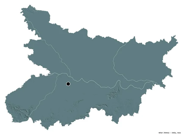 Форма Бихара Штат Индия Столицей Изолированной Белом Фоне Цветная Карта — стоковое фото
