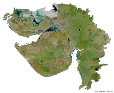 Hindistan 'ın Gujarat eyaletinin başkenti beyaz arka planda izole edilmiştir. Uydu görüntüleri. 3B görüntüleme