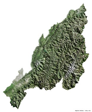 Hindistan 'ın Nagaland eyaletinin başkenti beyaz arka planda izole edilmiştir. Uydu görüntüleri. 3B görüntüleme