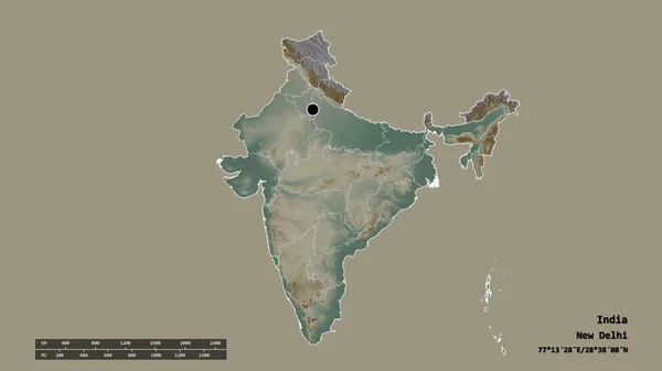 Forma Desnaturalizada India Con Capital División Regional Principal Área Separada —  Fotos de Stock
