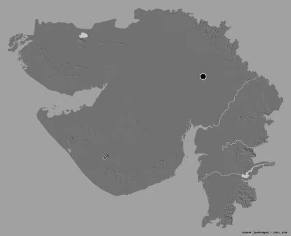 Forme Gujarat État Inde Avec Capitale Isolée Sur Fond Couleur — Photo