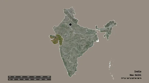 Forma Desnaturalizada India Con Capital División Regional Principal Zona Separada —  Fotos de Stock