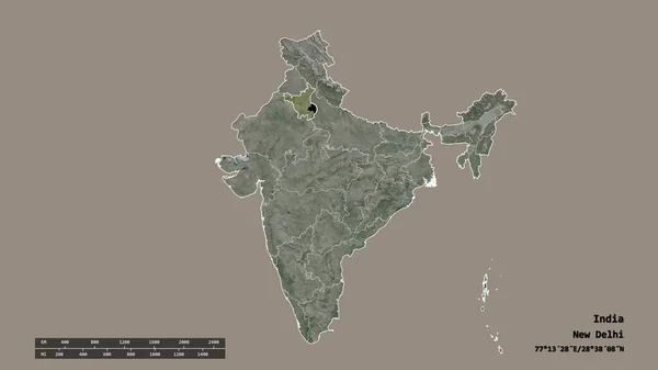 Vyprahlý Tvar Indie Hlavním Městem Hlavní Regionální Divizí Oddělenou Oblastí — Stock fotografie
