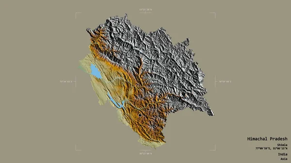 Obszar Himachal Pradesh Terytorium Unii Indii Odizolowany Solidnym Tle Georeferencyjnej — Zdjęcie stockowe
