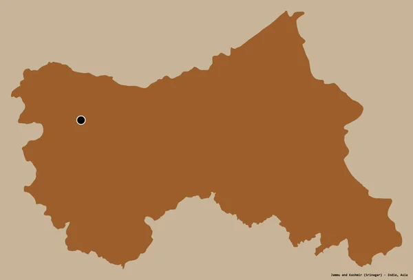 Forma Jammu Caxemira Estado Índia Com Sua Capital Isolada Fundo — Fotografia de Stock