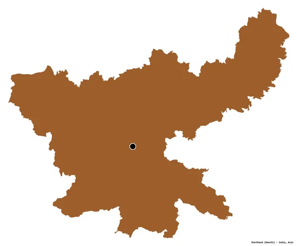 Shape Jharkhand State India Its Capital Isolated White Background Composition — Stock Photo, Image