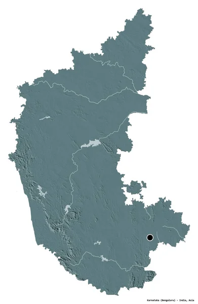 Forma Karnataka Estado India Con Capital Aislada Sobre Fondo Blanco —  Fotos de Stock