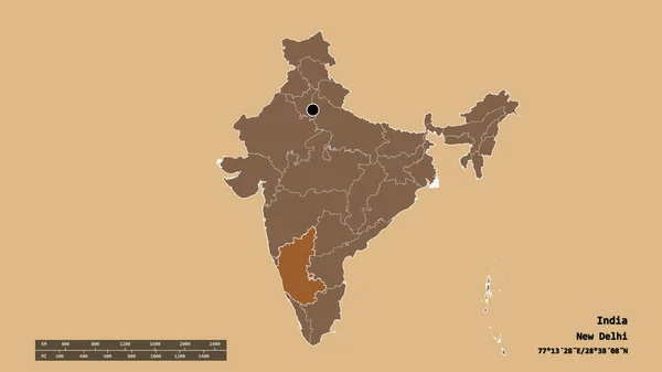 Зневірена Форма Індії Столицею Основним Регіональним Поділом Відокремленою Територією Карнатаки — стокове фото