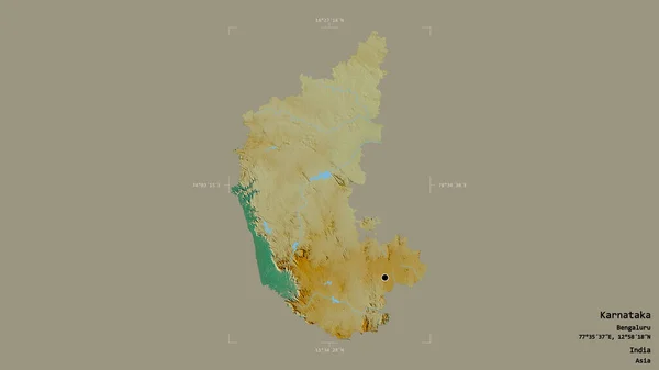 Περιοχή Karnataka Πολιτεία Της Ινδίας Απομονωμένη Στέρεο Υπόβαθρο Ένα Γεωαναφερόμενο — Φωτογραφία Αρχείου