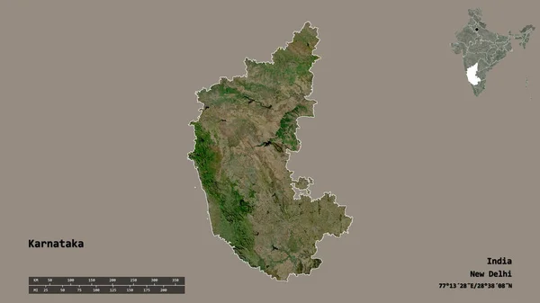 Forma Karnataka Estado Índia Com Sua Capital Isolada Fundo Sólido — Fotografia de Stock