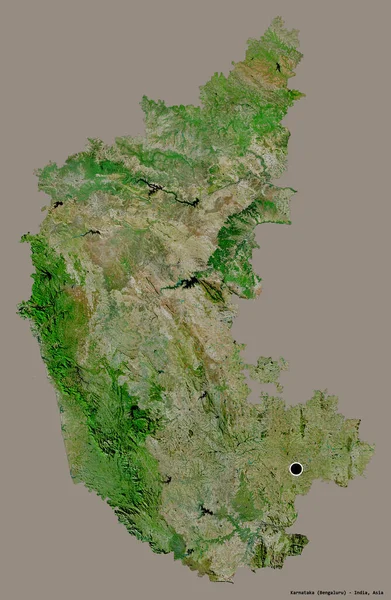 Форма Карнатака Штат Индия Столицей Изолированы Прочном Цветном Фоне Спутниковые — стоковое фото