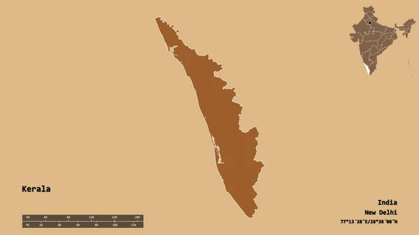 Tvar Kerala Státu Indie Jeho Hlavním Městem Izolované Pevném Pozadí — Stock fotografie