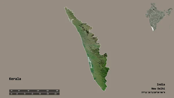 Form Kerala Delstaten Indien Med Dess Huvudstad Isolerad Solid Bakgrund — Stockfoto