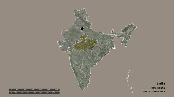 Forma Desnaturalizada India Con Capital División Regional Principal Zona Separada —  Fotos de Stock