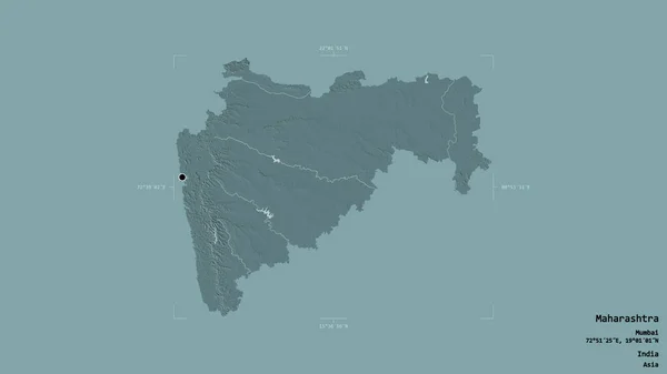 Maharashtra Területe India Állam Szilárd Háttérrel Elszigetelve Egy Georeferált Határoló — Stock Fotó