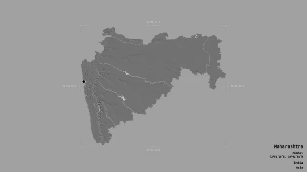 Området Maharashtra Delstaten Indien Isolerad Solid Bakgrund Georefererad Avgränsningsbox Etiketter — Stockfoto
