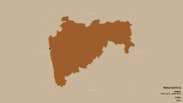 Area Del Maharashtra Stato Dell India Isolata Uno Sfondo Solido — Foto Stock