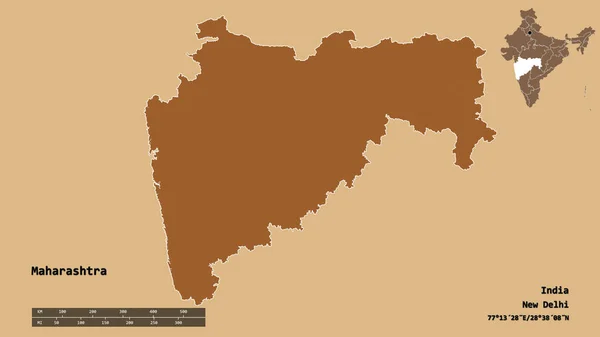 Forma Maharashtra Estado India Con Capital Aislada Sobre Fondo Sólido — Foto de Stock