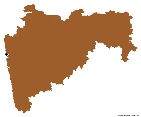 Form Maharashtra Delstaten Indien Med Dess Huvudstad Isolerad Vit Bakgrund — Stockfoto
