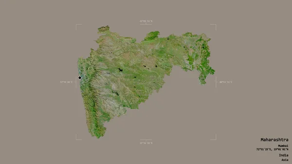 Área Maharashtra Estado Índia Isolada Fundo Sólido Uma Caixa Delimitadora — Fotografia de Stock