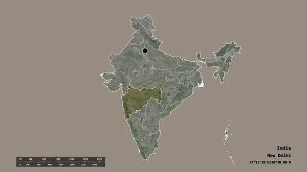 Forma Desolata Dell India Con Sua Capitale Principale Divisione Regionale — Foto Stock