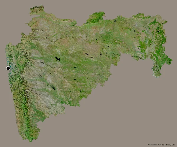 Form Von Maharashtra Bundesstaat Von Indien Mit Seiner Hauptstadt Isoliert — Stockfoto