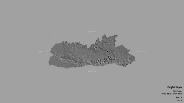 Área Meghalaya Estado Índia Isolada Fundo Sólido Uma Caixa Delimitadora — Fotografia de Stock