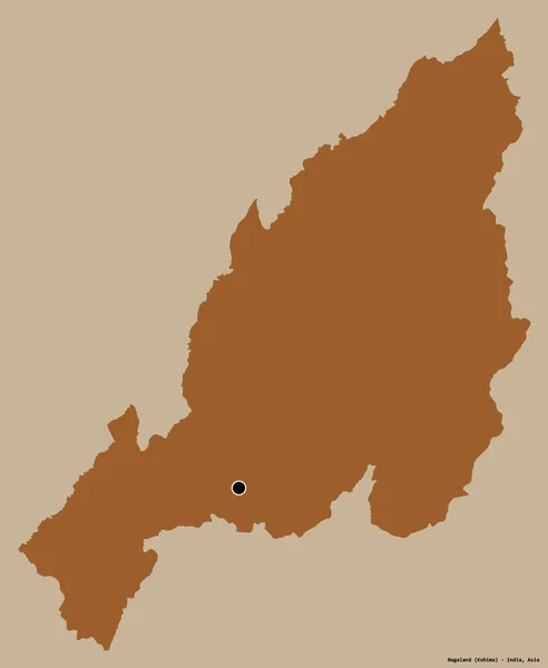 Form Nagaland Delstaten Indien Med Sin Huvudstad Isolerad Solid Färg — Stockfoto