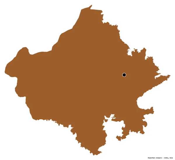 Forma Rajastán Estado India Con Capital Aislada Sobre Fondo Blanco —  Fotos de Stock