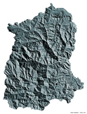 Sikkim, Hindistan eyaleti, başkenti beyaz arka planda izole edilmiş. Renkli yükseklik haritası. 3B görüntüleme