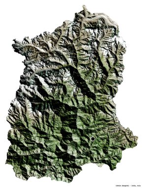 Sikkim, Hindistan eyaleti, başkenti beyaz arka planda izole edilmiş. Uydu görüntüleri. 3B görüntüleme