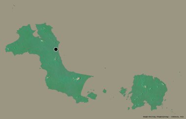 Endonezya 'nın Endonezya eyaleti Bangka-Belitung' un sermayesi katı bir renk arkaplanı ile izole edilmiştir. Topografik yardım haritası. 3B görüntüleme