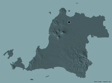 Endonezya 'nın Banten eyaleti, başkenti katı renk arkaplanı ile izole edilmiştir. Renkli yükseklik haritası. 3B görüntüleme