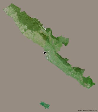 Endonezya 'nın Bengkulu eyaleti, başkenti katı renk arkaplanı ile izole edilmiştir. Uydu görüntüleri. 3B görüntüleme