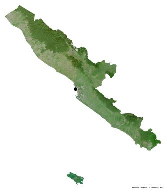 Endonezya 'nın Bengkulu eyaleti, başkenti beyaz arka planda izole edilmiştir. Uydu görüntüleri. 3B görüntüleme