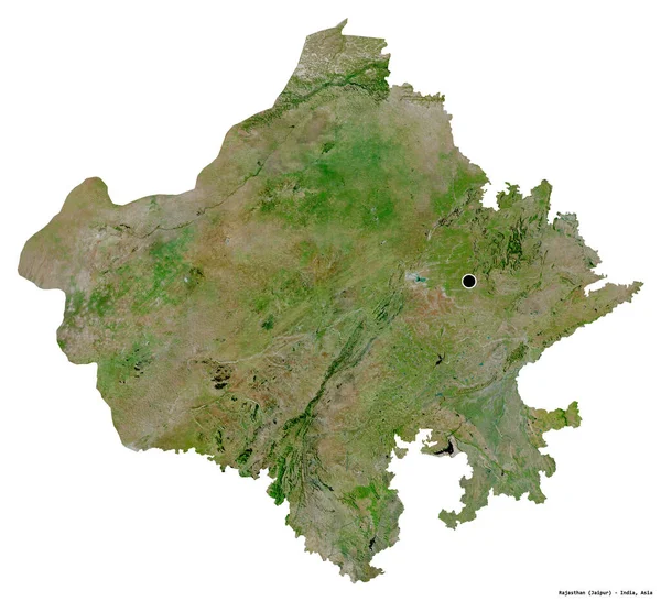 Форма Раджастхан Штат Індія Столицею Ізольованою Білому Тлі Супутникові Знімки — стокове фото
