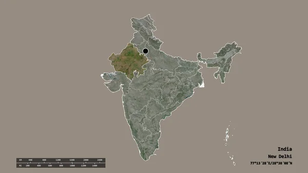 Forma Desnaturalizada India Con Capital División Regional Principal Zona Separada —  Fotos de Stock