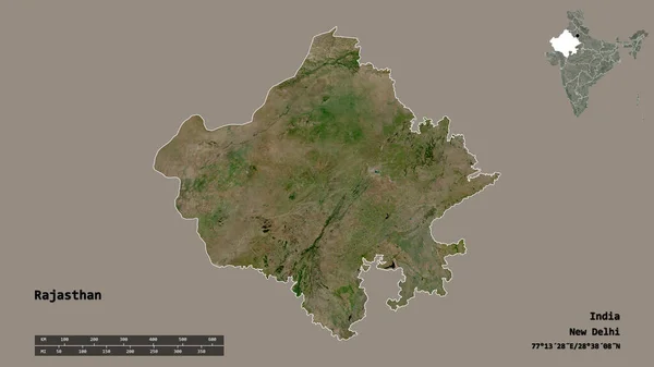 Shape Rajasthan State India Its Capital Isolated Solid Background Distance — Stock Photo, Image