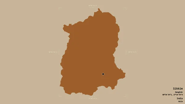 Територія Сіккіму Штату Індія Ізольована Твердому Тлі Геотермальній Обмежувальній Коробці — стокове фото