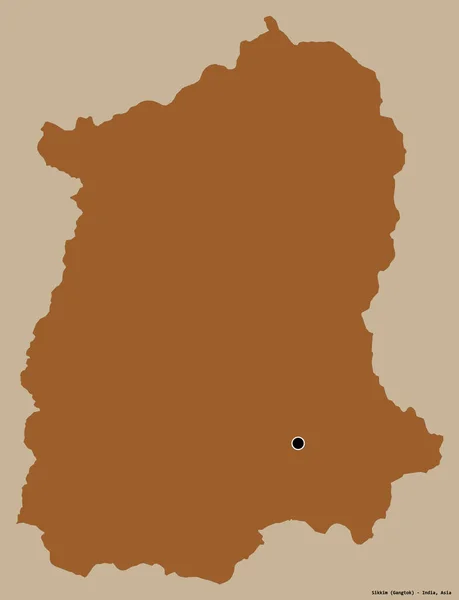Форма Сиккима Штат Индия Столицей Изолированы Прочном Цветном Фоне Состав — стоковое фото