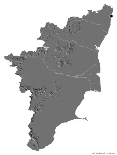 Tamil Nadu Alakja India Állam Fővárosát Fehér Háttérrel Elszigetelve Kétszintes — Stock Fotó