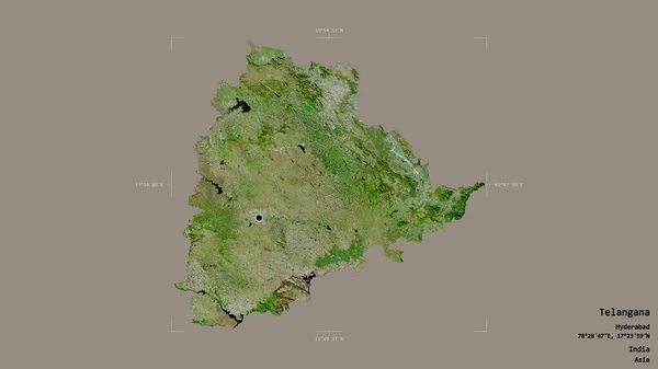 Территория Телангана Штат Индия Изолирована Твердом Фоне Геометрической Коробке Метки — стоковое фото