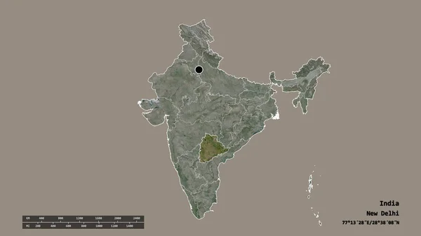 Vyprahlý Tvar Indie Hlavním Městem Hlavní Regionální Divizí Oddělenou Oblastí — Stock fotografie