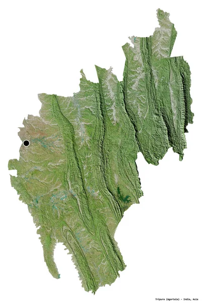 Форма Трипуры Штат Индия Столицей Изолированной Белом Фоне Спутниковые Снимки — стоковое фото