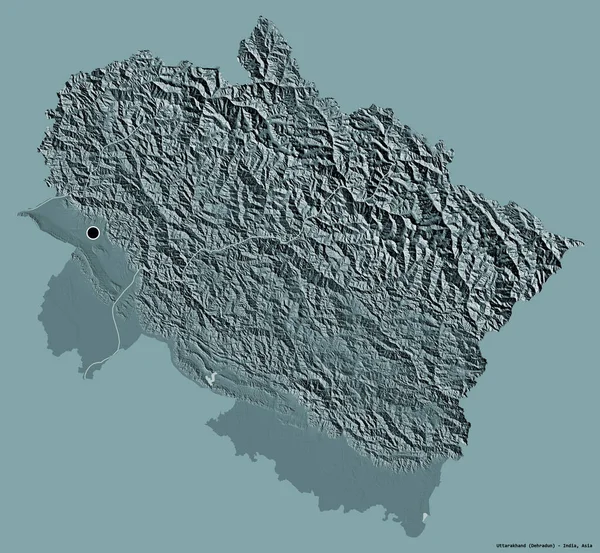 Σχήμα Του Uttarakhand Πολιτεία Της Ινδίας Κεφάλαιό Του Απομονωμένο Στέρεο — Φωτογραφία Αρχείου