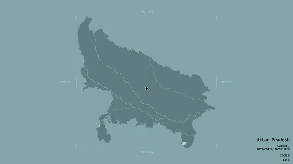 Área Uttar Pradesh Estado India Aislada Sobre Fondo Sólido Una —  Fotos de Stock