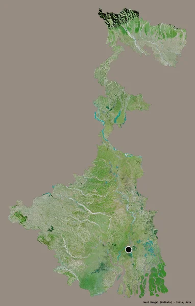 インドの西ベンガル州の形で その首都はしっかりとした色背景に隔離されています 衛星画像 3Dレンダリング — ストック写真