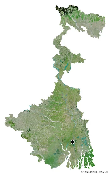 印度邦西孟加拉邦的形状 其首都被白色背景隔离 卫星图像 3D渲染 — 图库照片