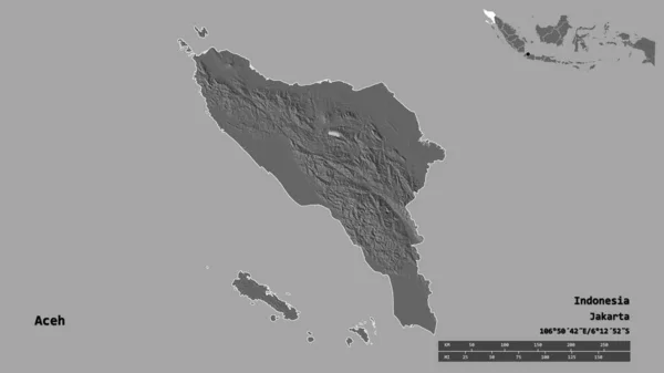 Σχήμα Aceh Αυτόνομη Επαρχία Της Ινδονησίας Κεφάλαιό Της Απομονωμένο Στέρεο — Φωτογραφία Αρχείου