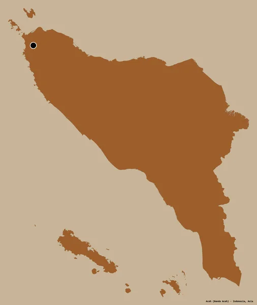 Forma Aceh Provincia Autonoma Dell Indonesia Con Sua Capitale Isolata — Foto Stock
